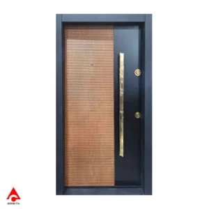 درب ضد سرقت طرح cnc مدرن مشکی و چوب