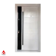 درب ضد سرقت فلزی شیشه خور سفید مدرن