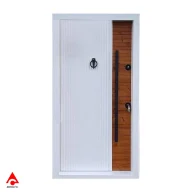 درب ضد سرقت مدرن سفید و طرح چوب