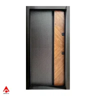 درب ضد سرقت مدرن مشکی و چوب طرح cnc